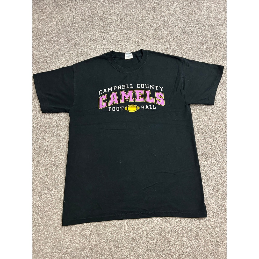 VTG Campbell County Camels Football T-Shirt Unisex Medium Black Excellent
